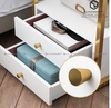 Tab Đầu Giường 2 Hộc Kéo Màu Trắng Chân Sắt Sơn Vàng - TĐG49