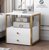 Tab Đầu Giường 2 Hộc Kéo Màu Trắng Chân Sắt Sơn Vàng - TĐG49