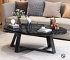 Bàn Trà Sofa Elip Mặt Đá Đen Chân Sắt Sơn Đen