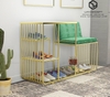 Ghế Ngồi Mang Giày Màu Xanh Chân Sắt Vàng - GMG12.3
