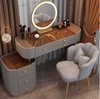 Bộ Bàn Trang Điểm Nhập Khẩu Bọc Da Màu Xám Chân Sắt Sơn Vàng - BTĐ36.2