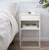 Tab Đầu Giường 1 Hộc Kéo Màu Trắng Chân Sắt Sơn Màu Trắng - TĐG37.1