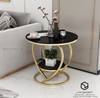 Bàn Góc Sofa Mặt Ceramic Chân Sắt Sơn Vàng Hình Trái Tim - BT154.3