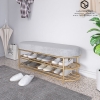Ghế Ngồi Mang Giày Màu Xám Chân Sắt Vàng - GMG02C.3