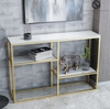 Bàn Console Nhiều Tầng Đá Trắng Chân Sắt Vàng - BTT106.1