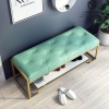 Ghế Ngồi Mang Giày Màu Xanh Chân Sắt Vàng - GMG08.2