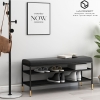 Ghế Ngồi Mang Giày Màu Đen Chân Sắt Sơn Đen Phối Màu Vàng - GMG13B.2