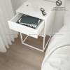 Tab Đầu Giường 1 Hộc Kéo Màu Trắng Chân Sắt Sơn Màu Trắng - TĐG37.1