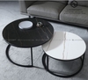 Bàn Trà Đôi Tròn D7050 Mặt Ceramic Trắng, Đen Chân Sắt Đen- BT43.3B