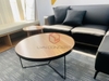 Bàn Trà Sofa Tròn Mặt Gỗ Chân Sắt Kiểu Sơn Đen - BT74A