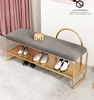 Ghế Ngồi Mang Giày Màu Xám Chân Sắt Vàng - GMG10.3