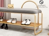 Ghế Ngồi Mang Giày Màu Xám Chân Sắt Vàng - GMG10.3