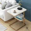 Bàn Góc Sofa 2 Tầng Mặt Đá Trắng Chân Sắt Sơn Vàng - BT45.7