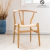 Ghế Wishbone Hiện Đại Vân Gỗ Tự Nhiên Nệm Ngồi Đan Dây Màu Kem - GHE01