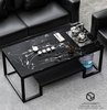 Bàn Trà Sofa Chữ Nhật 2 Tầng Đá Đen Chân Đen Hiện Đại - BT200.1