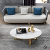 Bàn Trà Sofa Elip Mặt Đá Trắng Chân Sắt Sơn Vàng - BT22.3