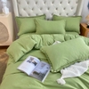Bộ Chăn Ga Gối Cotton Tici  Viền Bèo Màu Xanh Lá - CTTC06