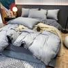 Bộ Chăn Ga Gối Cotton Tici Nền Màu Xám Nhạt Phối Viền Bèo Màu Xám Đậm - CTTC07