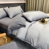 Bộ Chăn Ga Gối Cotton Tici Nền Màu Xám Nhạt Phối Viền Bèo Màu Xám Đậm - CTTC07