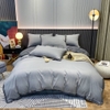 Bộ Chăn Ga Gối Cotton Tici Nền Màu Xám Nhạt Phối Viền Bèo Màu Xám Đậm - CTTC07