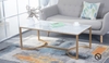Bàn Trà Sofa Chữ Nhật Mặt Đá Trắng Chân Sắt Sơn Vàng