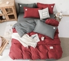 Bộ Chăn Ga Gối Cotton Tici Nền Màu Đỏ Phối Nền Màu Xám - CTTC08