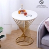 Bàn Góc 3 Cánh Hoa Mặt Đá Trắng Chân Sắt Sơn Vàng - BT178.1