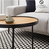 Bàn Trà Sofa Tròn Mặt Gỗ Chân Sắt Kiểu Sơn Đen