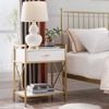 Tab Đầu Giường 1 Hộc Kéo Màu Trắng Chân Sắt Sơn Vàng - TĐG34