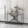 Bàn Console Adele Mặt Đá Trắng Chân Sắt Sơn Đen - BTT25B