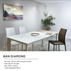 Bàn Ăn Thông Minh Diamond Mở Rộng, Mặt Kính Phối Gỗ, Chân Sắt -TD002