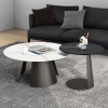 Bàn Sofa Tròn Đôi Mặt Ceramic Chân Sắt Sơn Đen Marisa - BT325.1