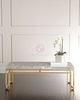 Bàn Trà Sofa Hình Chữ Nhật Mặt Đá Trắng Chân Inox Mạ Pvd Màu Vàng Cao Cấp - BT44