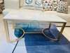 Bàn Trà Sofa Chữ Nhật Mặt Đá Trắng Chân Sắt Sơn Vàng