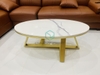 Bàn Trà Sofa Elip Mặt Đá Trắng Chân Sắt Sơn Vàng - BT22.3