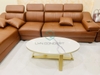 Bàn Trà Sofa Elip Mặt Đá Trắng Chân Sắt Sơn Vàng - BT22.3