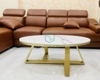 Bàn Trà Sofa Elip Mặt Đá Trắng Chân Sắt Sơn Vàng - BT22.3