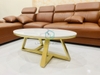 Bàn Trà Sofa Elip Mặt Đá Trắng Chân Sắt Sơn Vàng - BT22.3