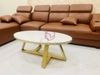 Bàn Trà Sofa Elip Mặt Đá Trắng Chân Sắt Sơn Vàng - BT22.3