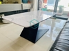 Bàn Trà Chữ Nhật Mặt Đá Trắng Chân Sắt Sơn Đen - Giá Tốt