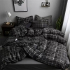 Bộ Chăn Ga Gối 5 Món Cotton Poly Hàn Quốc Hình Caro Màu Đen - CP01