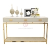Bàn Console 3 Hộc Kéo Màu Trắng Chân Inox Mạ Màu Vàng Cao Cấp - BTT57B
