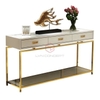 Bàn Console 3 Hộc Kéo Màu Trắng Chân Inox Mạ Màu Vàng Cao Cấp - BTT57B