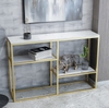 Bàn Console Nhiều Tầng Đá Trắng Chân Sắt Vàng - BTT106.1