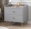 Tab Đầu Giường 2 Hộc Kéo Màu Xám Chân Sắt Sơn Vàng - TĐG45.2