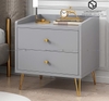Tab Đầu Giường 2 Hộc Kéo Màu Xám Chân Sắt Sơn Vàng - TĐG45.2