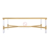 Bàn Trà Sofa Chữ Nhật Mặt Kính Trong Chân Inox Mạ Pvd Màu Vàng Cao Cấp - BT34A
