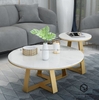Bàn Trà Đôi Tròn D7045 Kiểu Nhật Mặt Đá Trắng Chân Sắt Sơn Vàng - BT189.1
