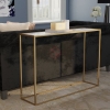Bàn Console Mặt Đá Trắng Chân Sắt Sơn Màu Vàng - BTT69A