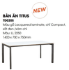 Bàn Ăn Chữ Nhật Titus Màu gỗ Lacquered Laminate Chỉ Compact, Chân Sắt Đen/Xám Chì - TD020S